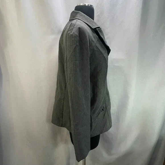 Spago Blazer Jacket Womens 10 Charcoal Gray Single Breasted Notch Lapel Formal - Picture 2 of 14